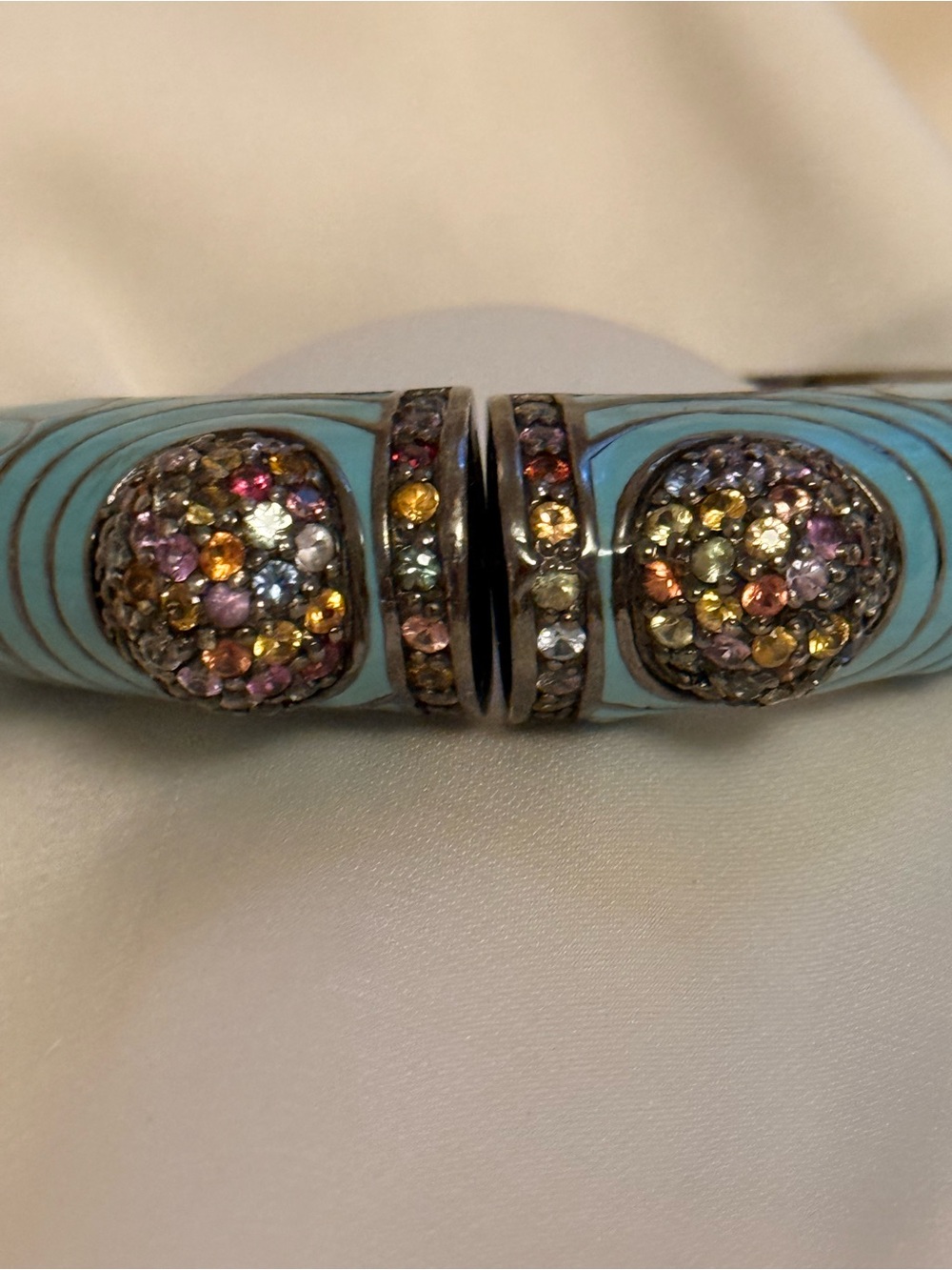 MCL Pastel Blue Enamel Bracelet with Multicolored Sapphire Accents